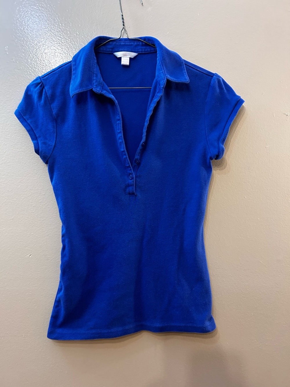 Women’s Short Sleeve Button-Down Polo Shirt - Cobalt Blue
